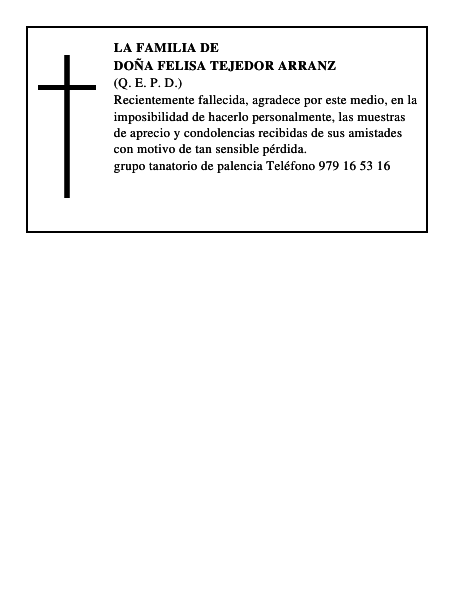 Doña Felisa Tejedor Arranz