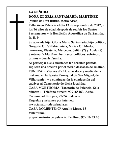Doña Gloria Santamaría Martínez