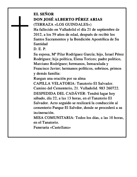 Don José Alberto Pérez Arias