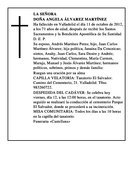 Doña Angela Álvarez Martínez