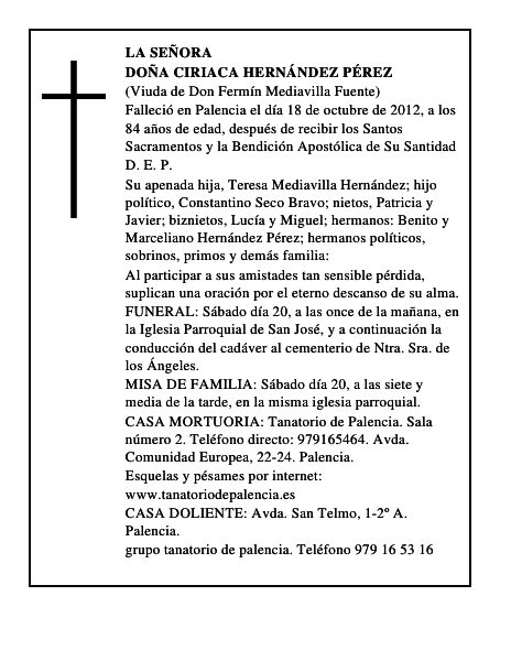 Doña Ciriaca Hernández Pérez