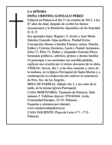 Doña Cristina Gonzalo Pérez