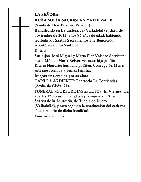 Doña Sofía Sacristán Valdezate