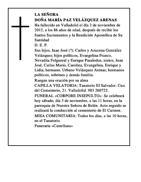 Doña María Paz Velázquez Arenas