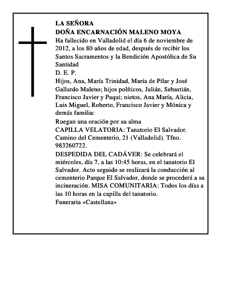 Doña Encarnación Maleno Moya