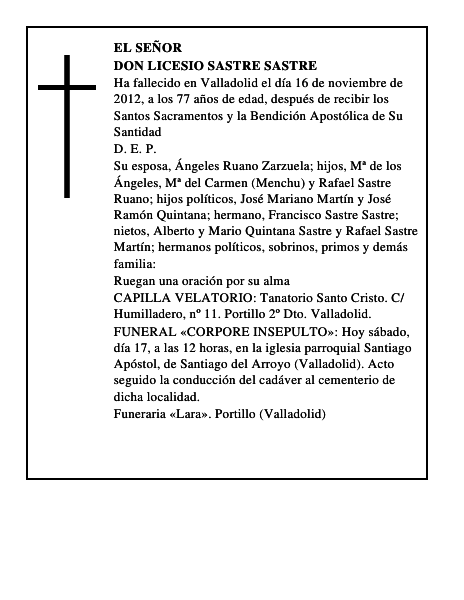 Don Licesio Sastre Sastre