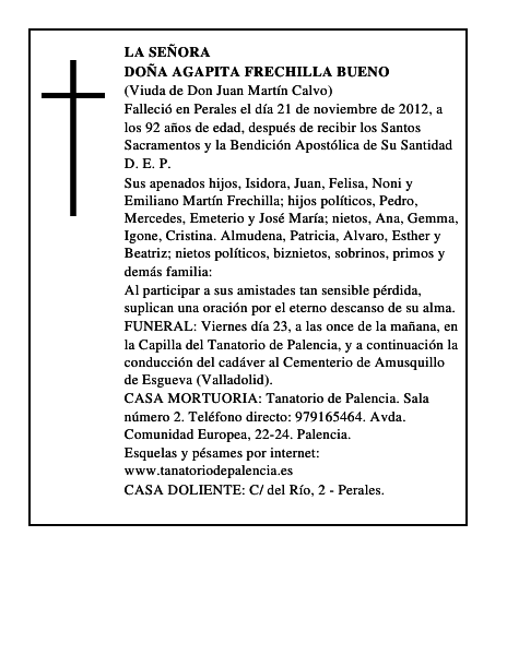 Doña Agapita Frechilla Bueno