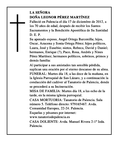 Doña Leonor Pérez Martínez
