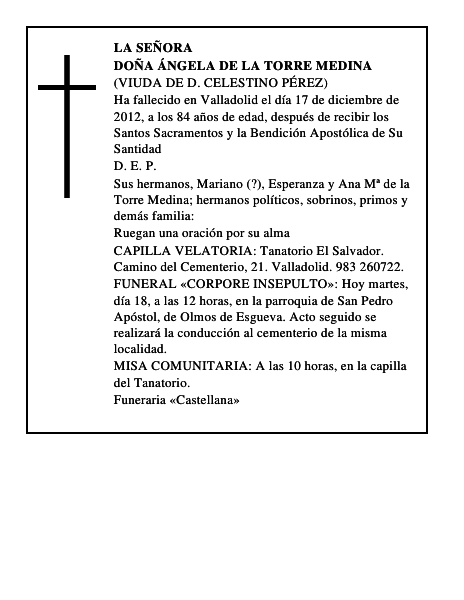 Doña Ángela de la Torre Medina