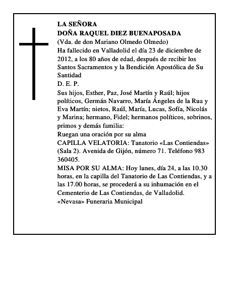 Doña Raquel Diez Buenaposada