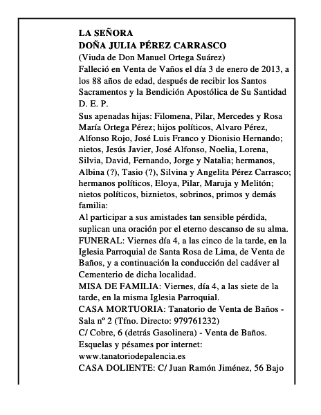 Doña Julia Pérez Carrasco