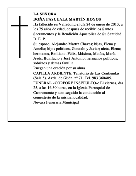 Doña Pascuala Martín Hoyos