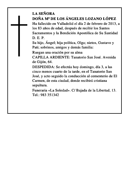 Doña Mª de los Ángeles Lozano López