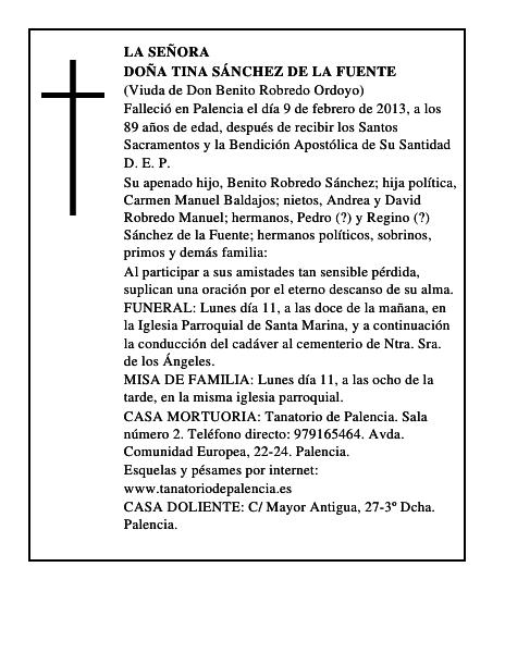 Doña Tina Sánchez de la Fuente