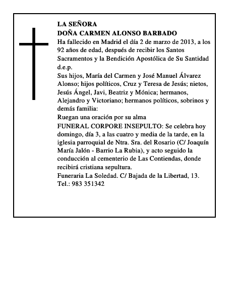Doña Carmen Alonso Barbado