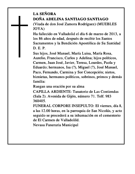 Doña Adelina Santiago Santiago