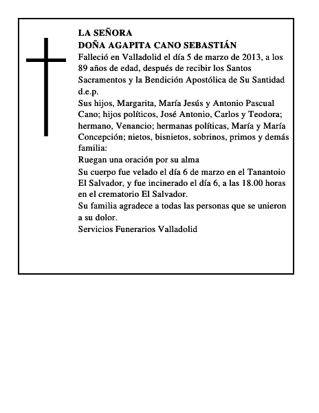 Doña Agapita Cano Sebastián