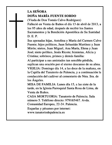 Doña María Fuente Sordo