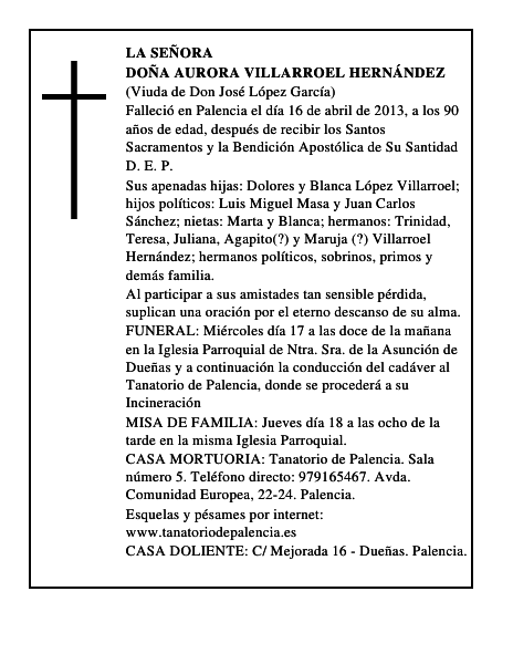 Doña Aurora Villarroel Hernández
