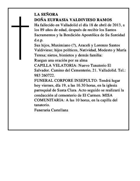 Doña Eufrasia Valdivieso Ramos