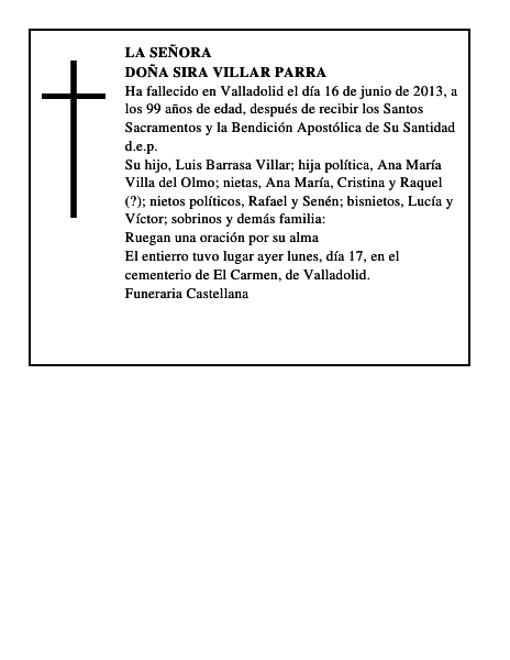 Doña Sira Villar Parra