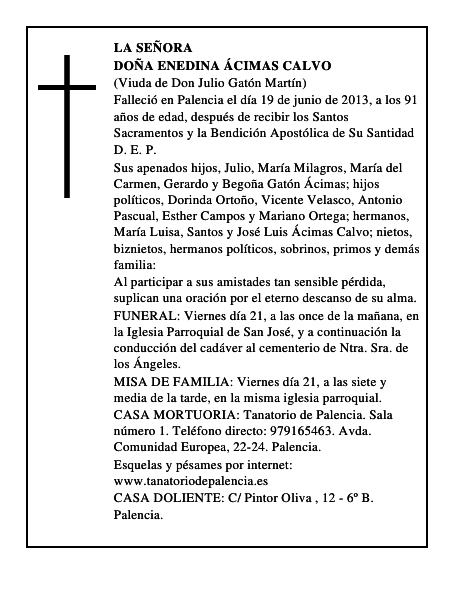 Doña Enedina Ácimas Calvo