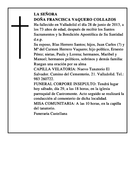 Doña Francisca Vaquero Collazos