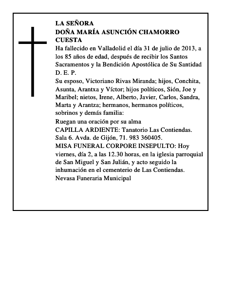 Doña María Asunción Chamorro Cuesta