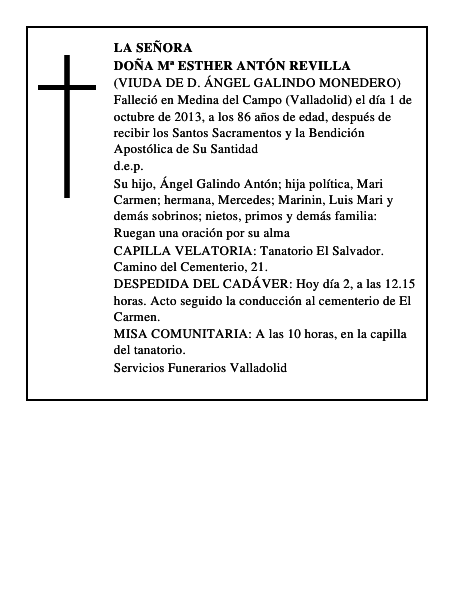 Doña Mª Esther Antón Revilla