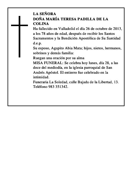 Doña María Teresa Padilla de la Colina