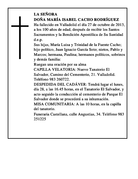 Doña María Isabel Cacho Rodríguez