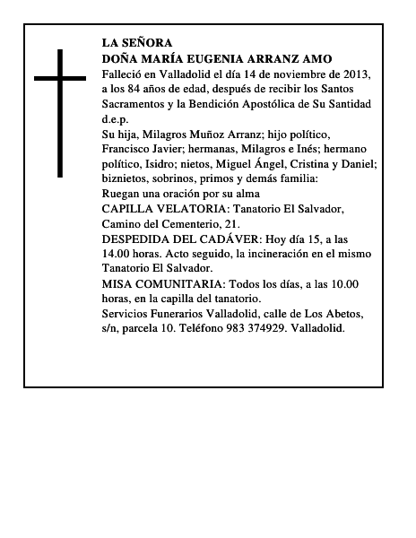 Doña María Eugenia Arranz Amo