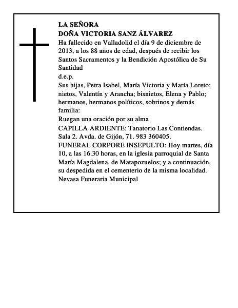 Doña Victoria Sanz Álvarez