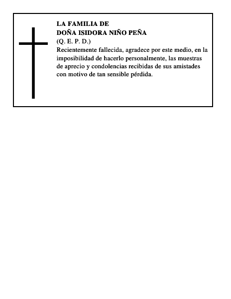 Doña Isidora Niño Peña