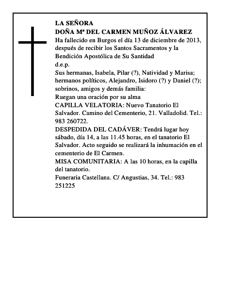 Doña Mª del Carmen Muñoz Álvarez