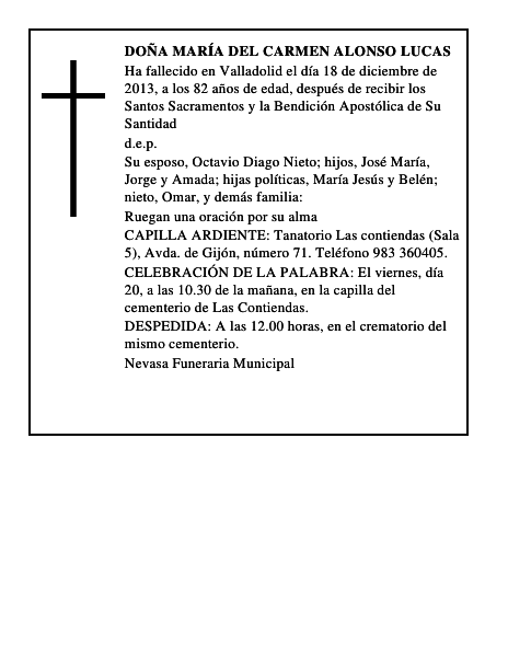 Doña María del Carmen Alonso Lucas