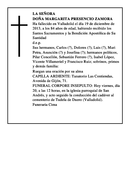 Doña Margarita Presencio Zamora