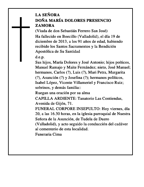 Doña María Dolores Presencio Zamora