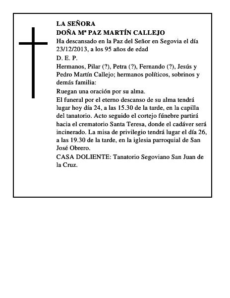 Doña Mª Paz Martín Callejo