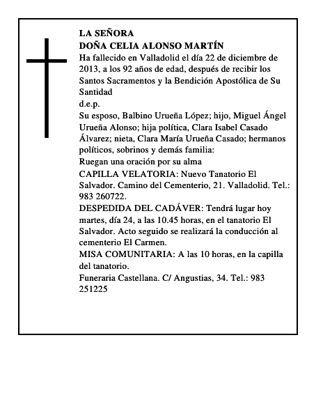 Doña Celia Alonso Martín
