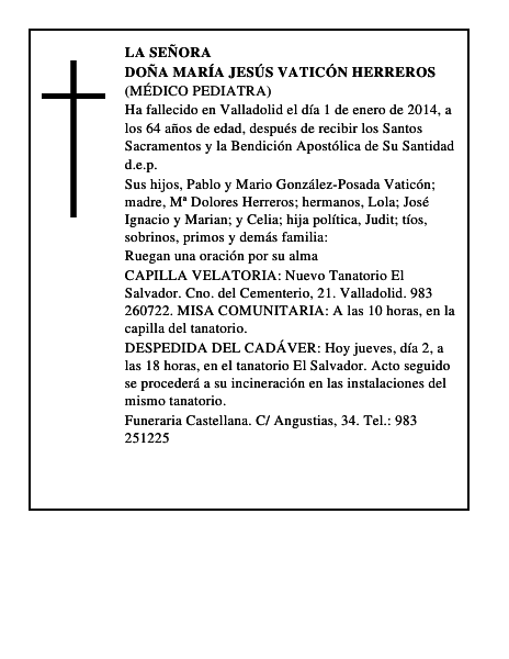 Doña María Jesús Vaticón Herreros