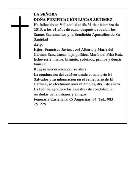 Doña Purificación Lucas Artimez