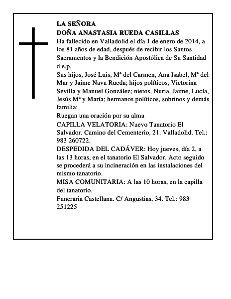 Doña Anastasia Rueda Casillas