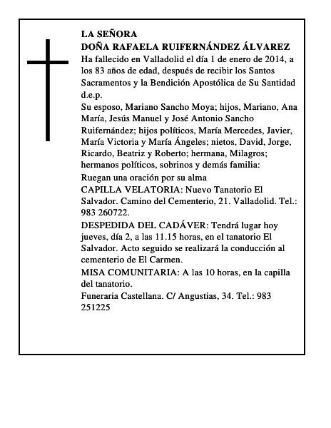 Doña Rafaela Ruifernández Álvarez