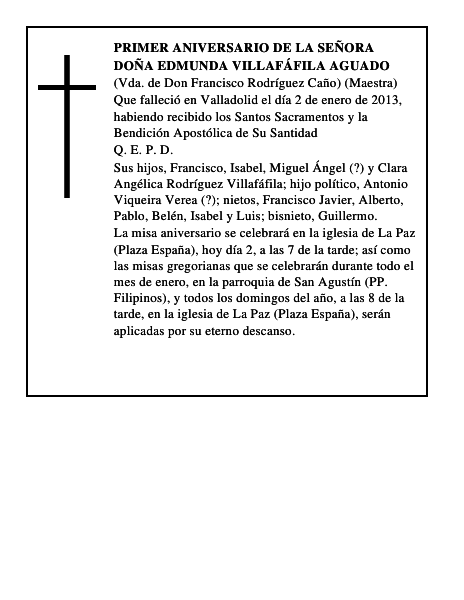 Doña Edmunda Villafáfila Aguado