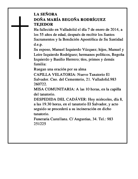 Doña María Begoña Rodríguez Tejedor