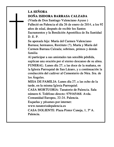 Doña Isidora Barrasa Calzada