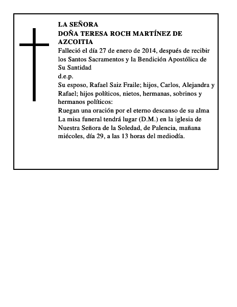 Doña Teresa Roch Martínez de Azcoitia