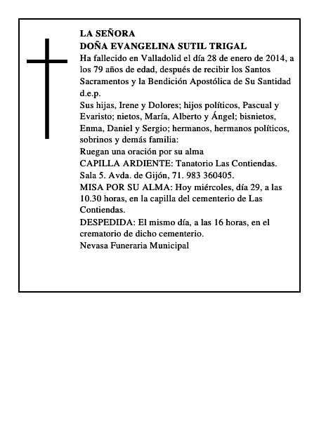 Doña Evangelina Sutil Trigal