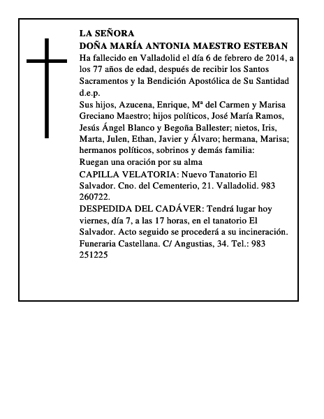 Doña María Antonia Maestro Esteban
